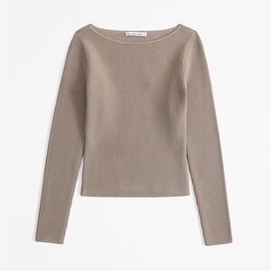 abercrombie taupe gray long-sleeve ottoman slash top